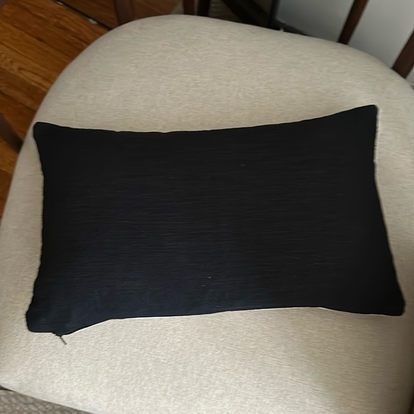 New Arhaus black white hair on hide panel leather pillow cover linen back 12x20 - Picture 9 of 14